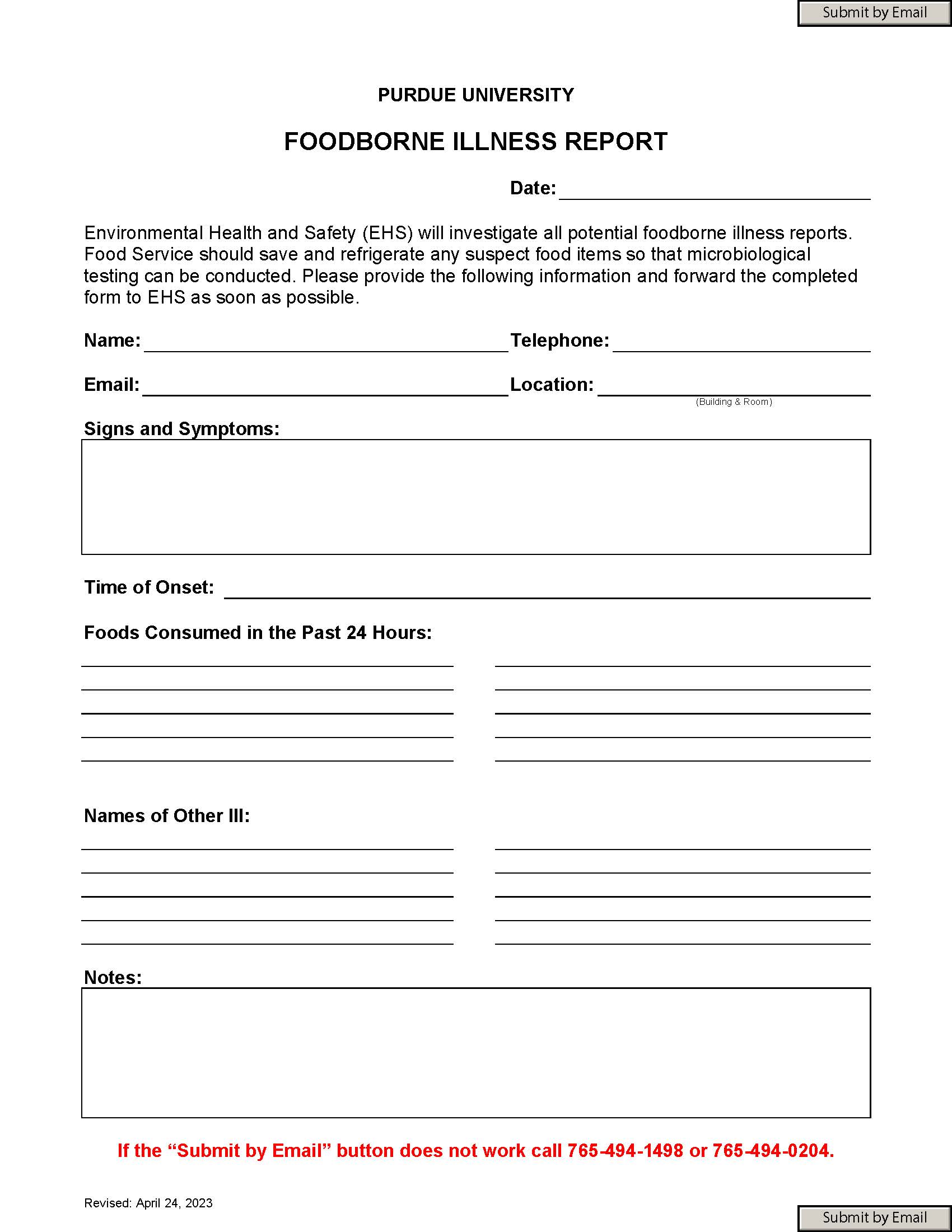 link to foodborne illness report