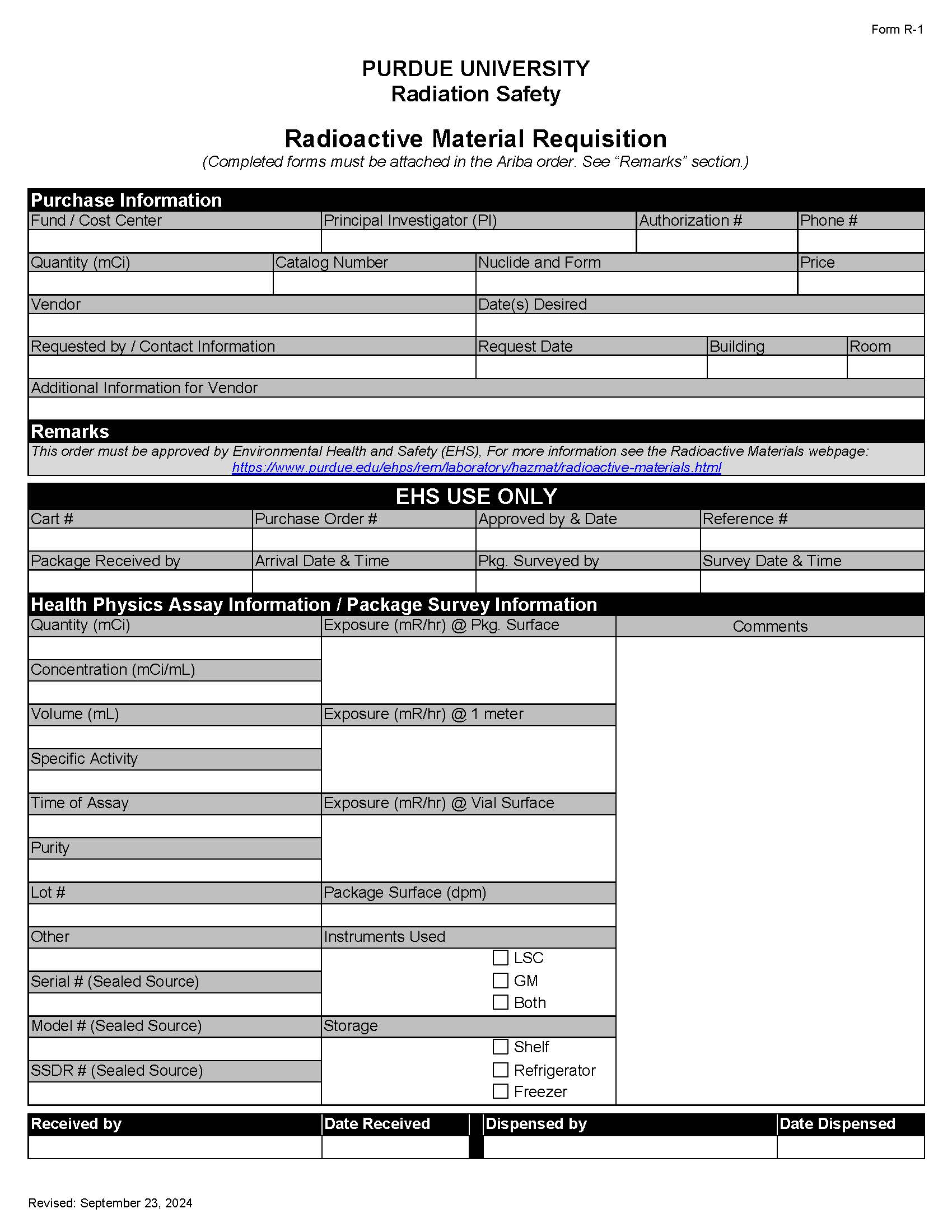 Radioactive Material Requisition