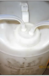 Twenty liter carboy with cap modified for HPLC waste collection.