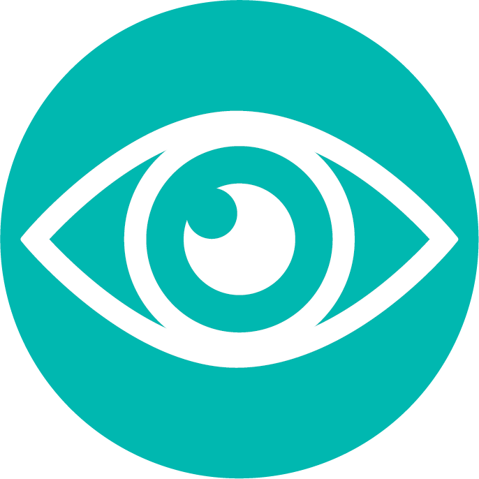 Outline of an eye inside a circular icon