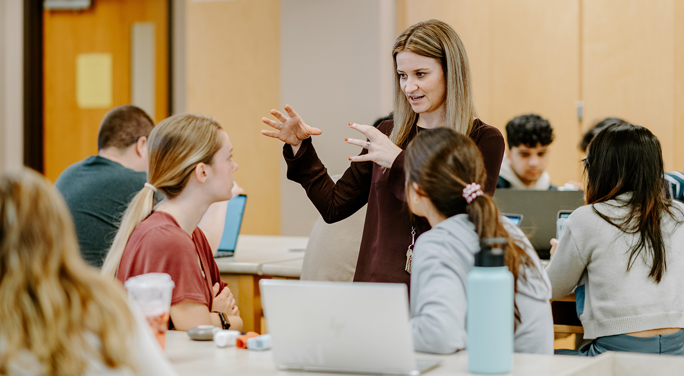 Teacher teaching students