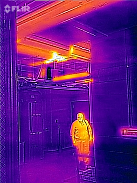 Infrared photo of person and pipes 