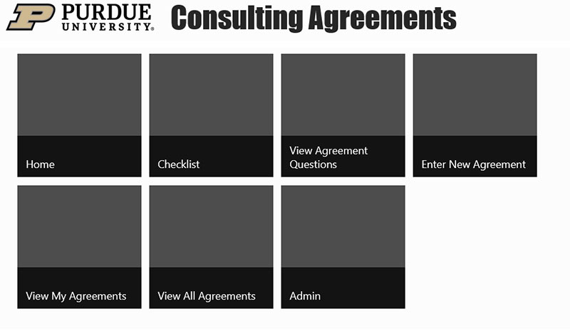 Screenshot of the Purdue Consulting Agreements Checklist website.