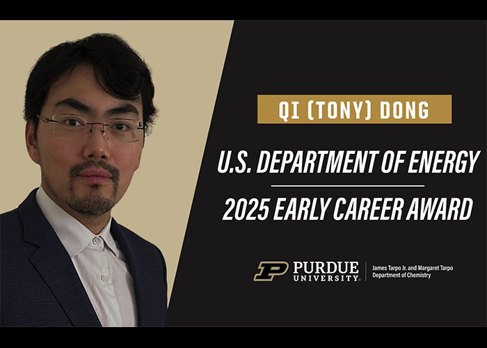 Purdue Chemistry's Qi (Tony) Dong wins DoE Early Career Award