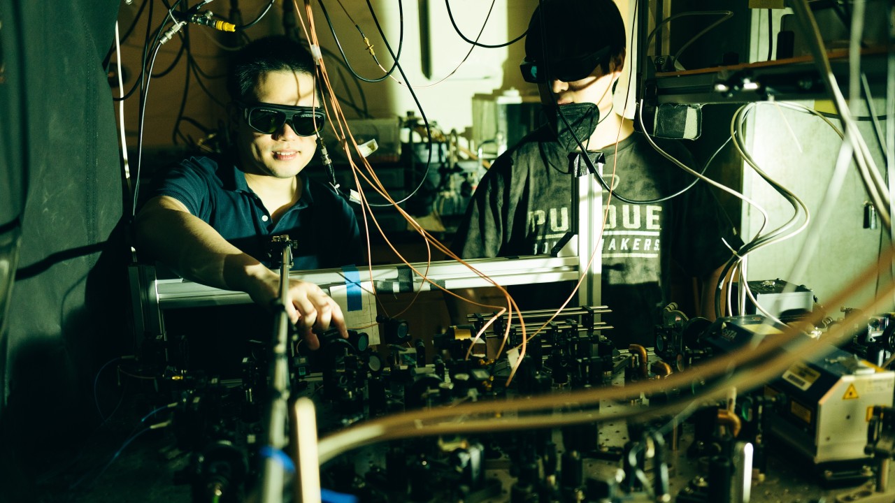 Purdue faculty work in a physics lab