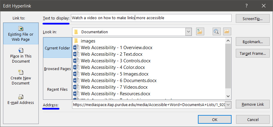 How to create web links in Microsoft Word.