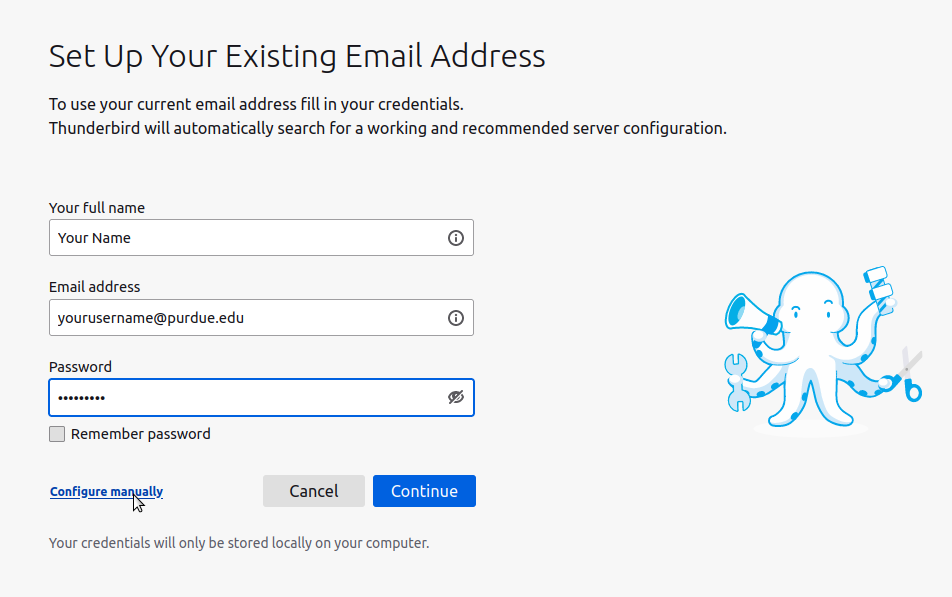 Set up your existing email address.