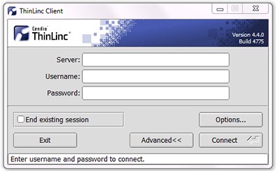 ThinLinc Client login screen.