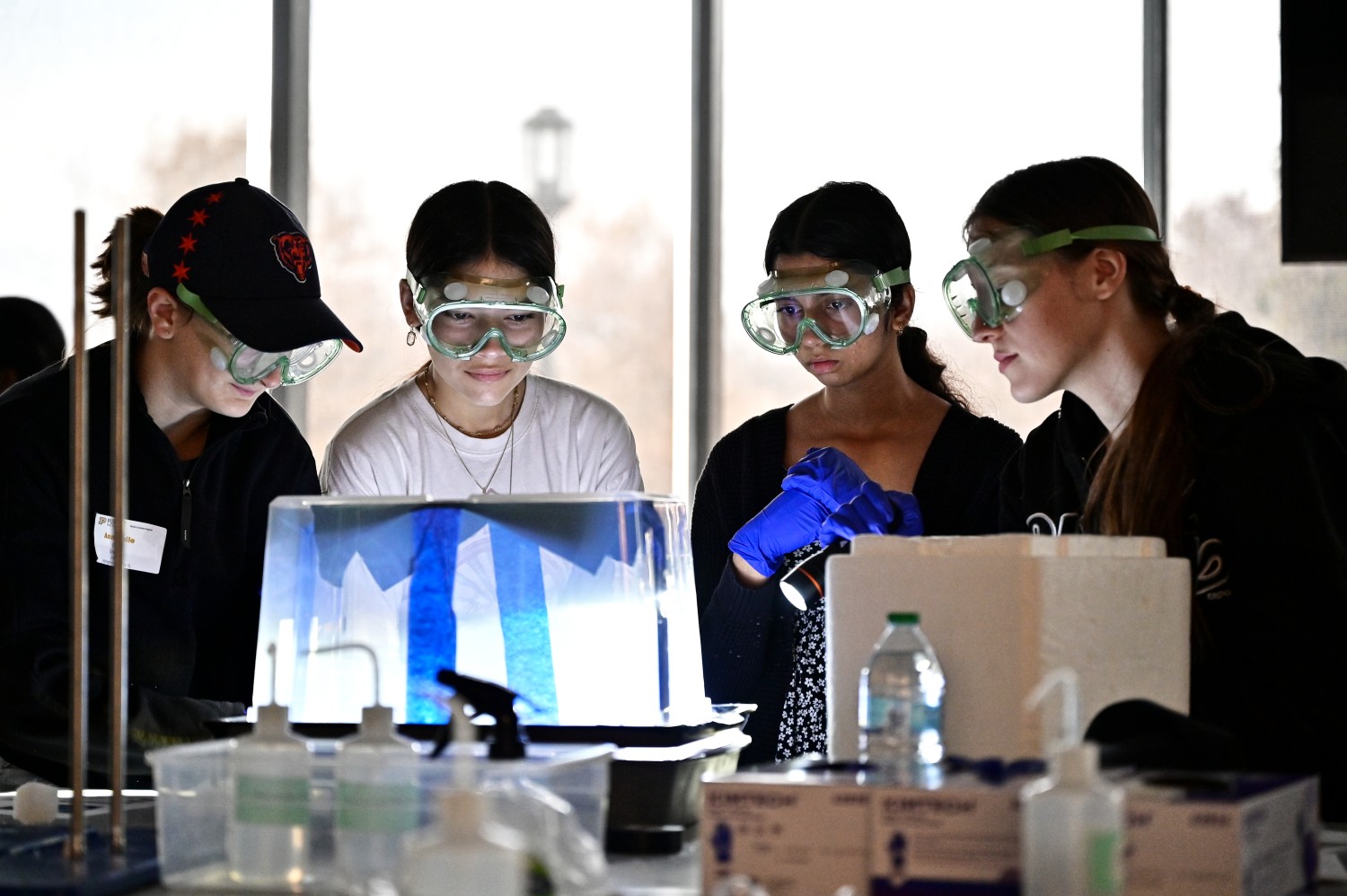 Students in a lab conducting research.
