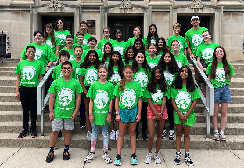 A group of 7th and 8th graders at Sciencescape summer camp.