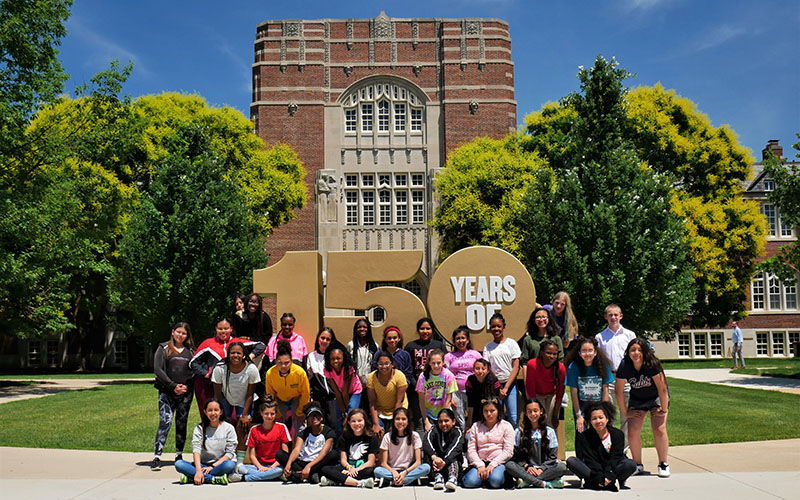 ScienceScape students in front of the Purdue Memorial Union