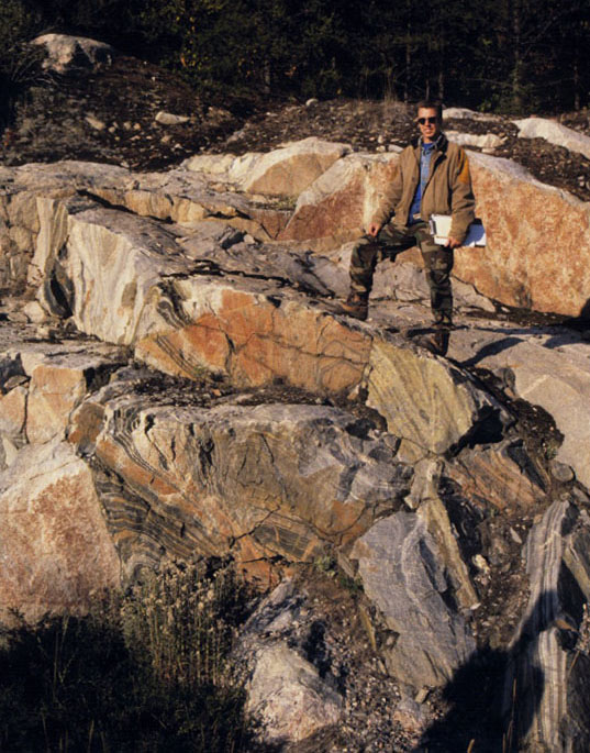 Drew Feustel standing on some rocks