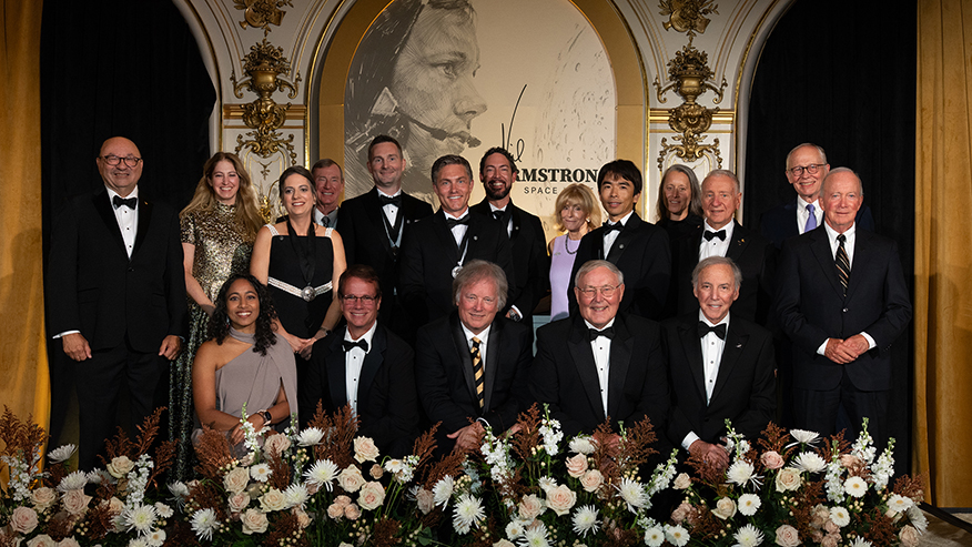 Purdue University awarded the Neil Armstrong Space Prize to the SpaceX Falcon 9 Booster Landing Team at the Cosmos Club in Washington, D.C.