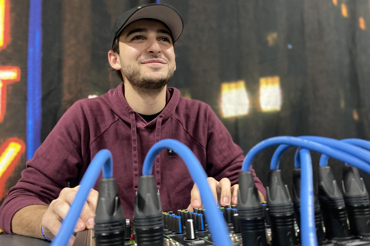 Student using a mixer in new JamSpace