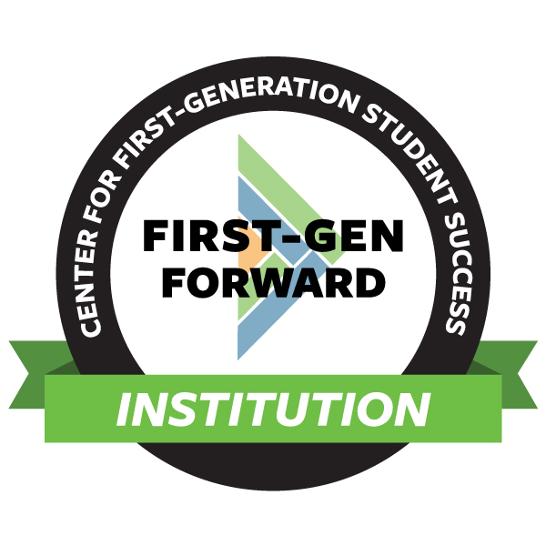 First Gen Forward logo, motto is center for first-generation student success