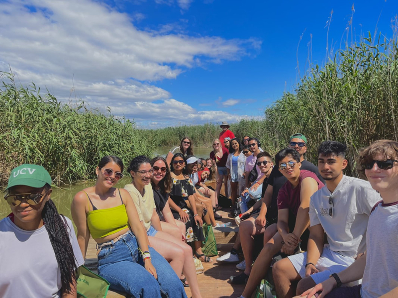 Purdue Promise students take a boat ride in Spain