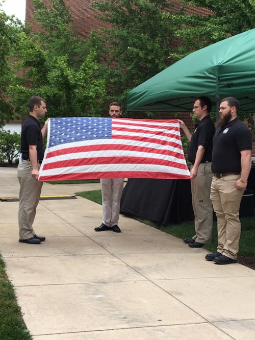 Purdue Student Veterans render the proper folding of the United States Flag at the 2014 Memorial Day Event