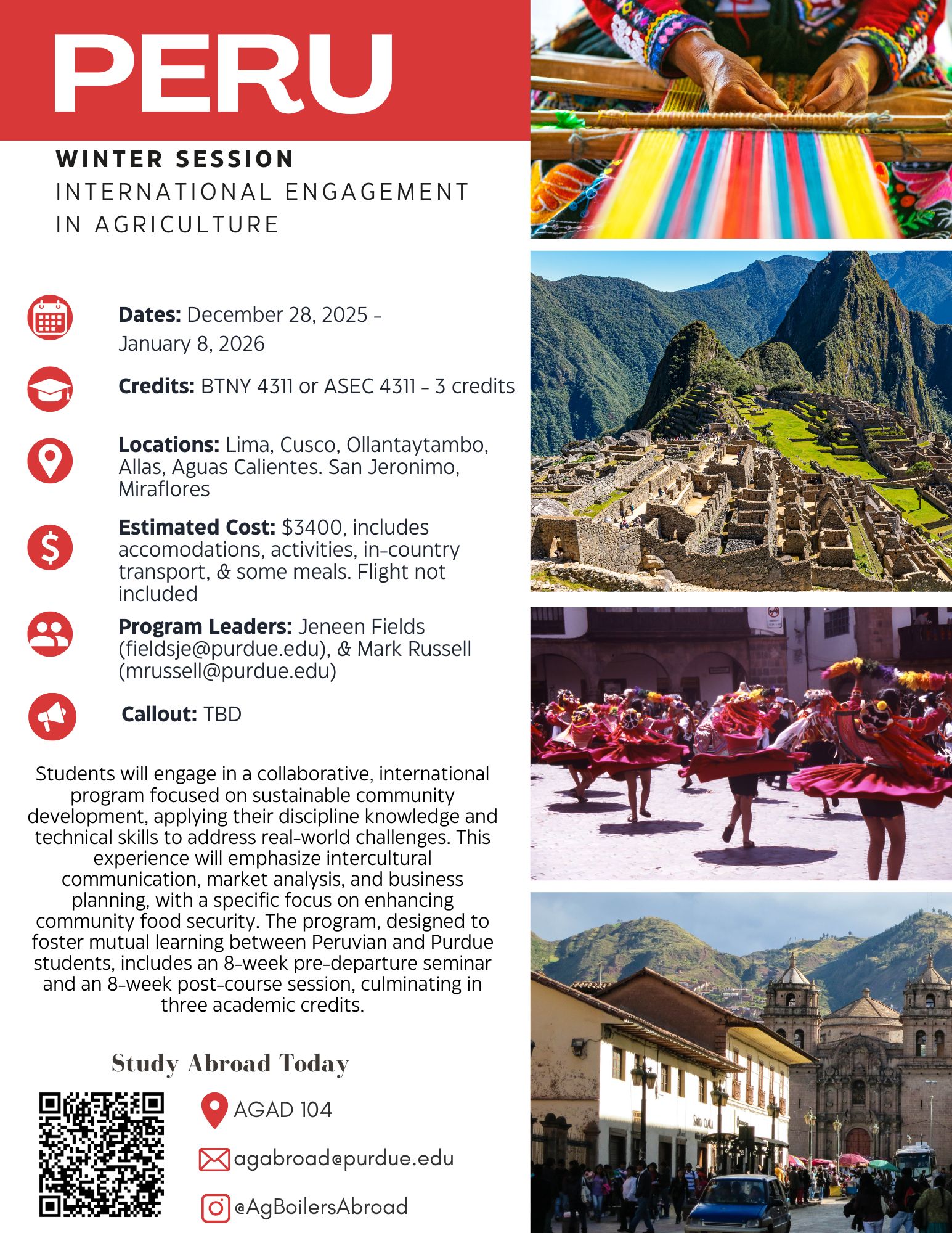 Peru Study Abroad program winter 2025
