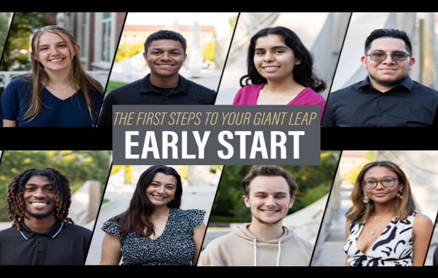 Graphic showing multiple students who completed early start