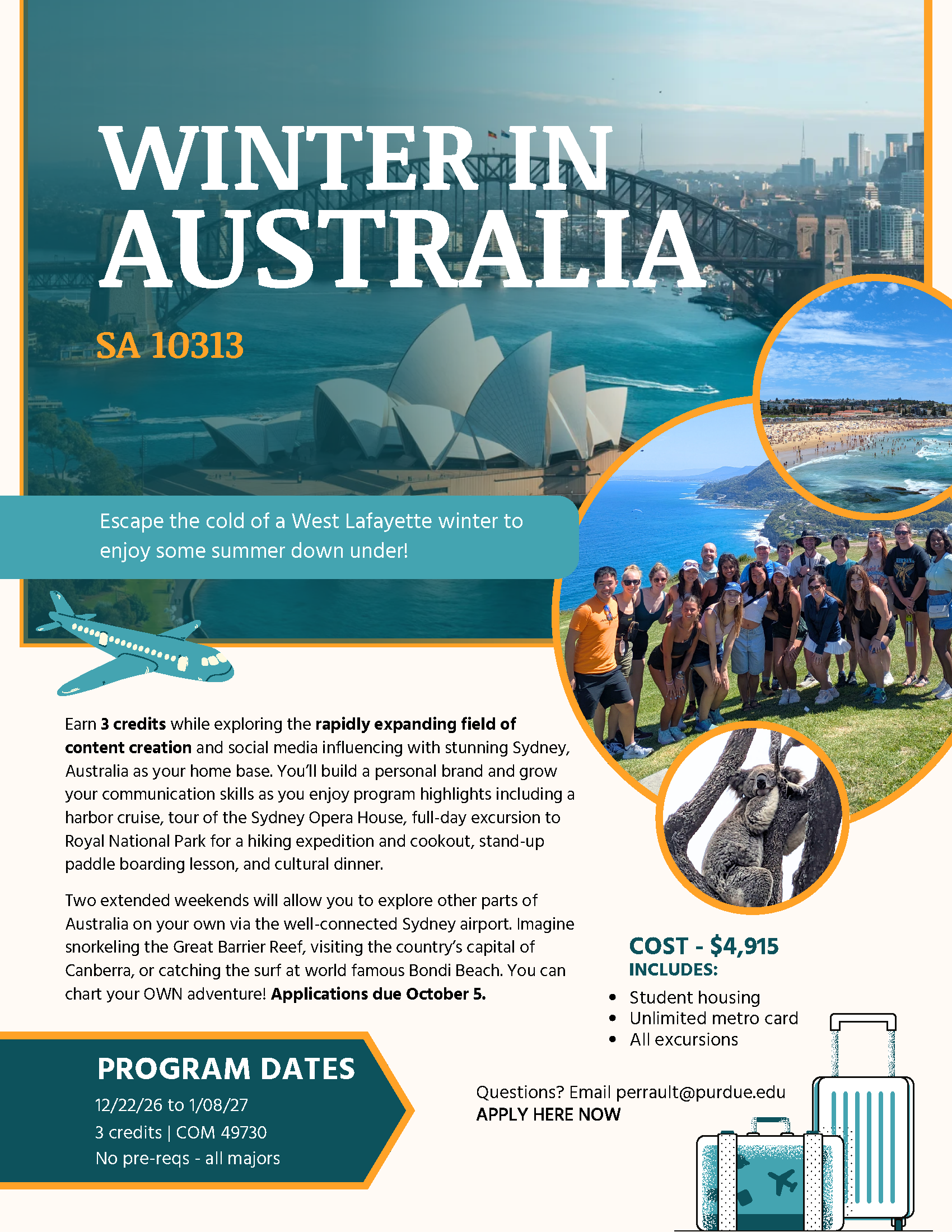 poster highlighting the winter in Australia program details