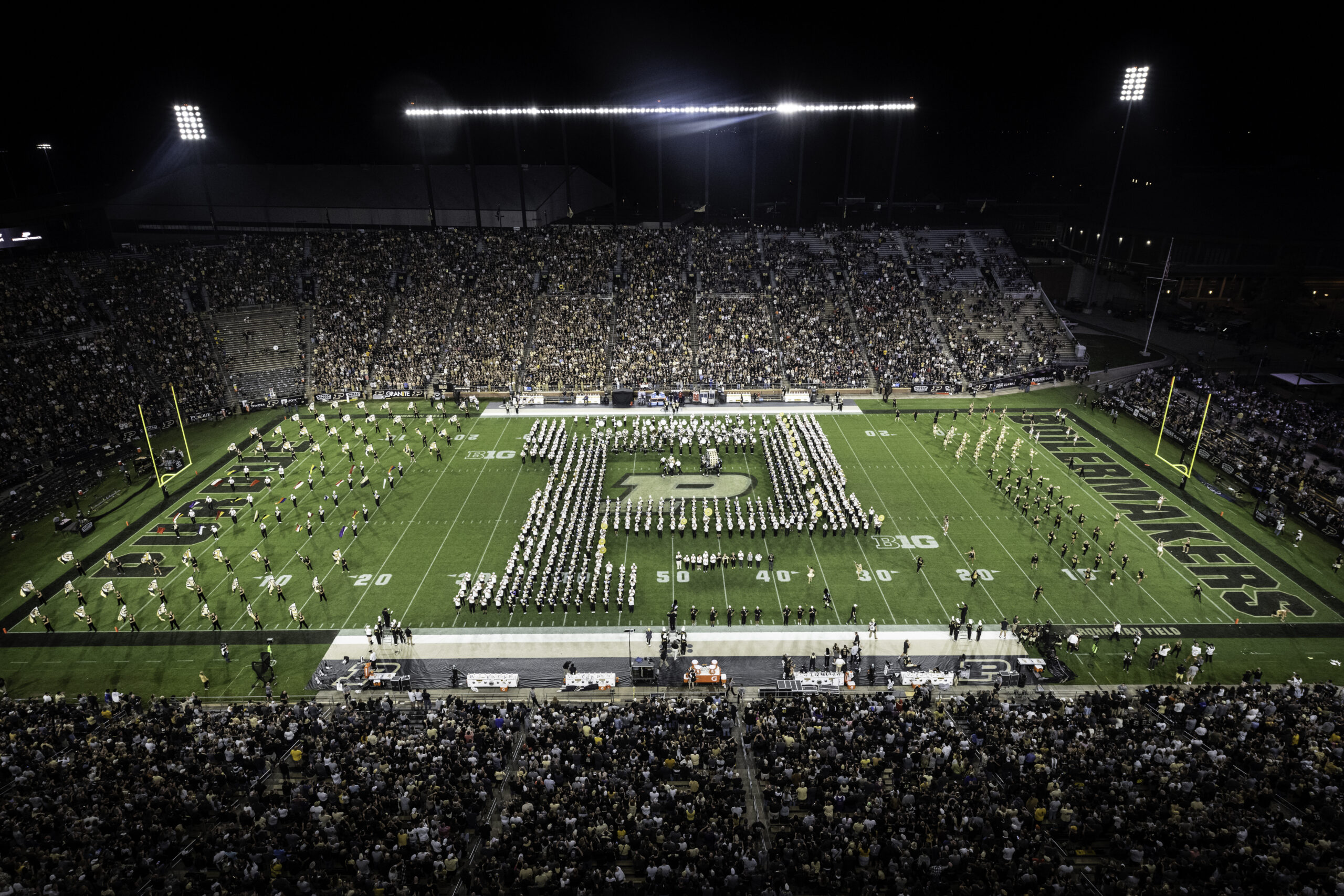 Purdue Band on Field at football game