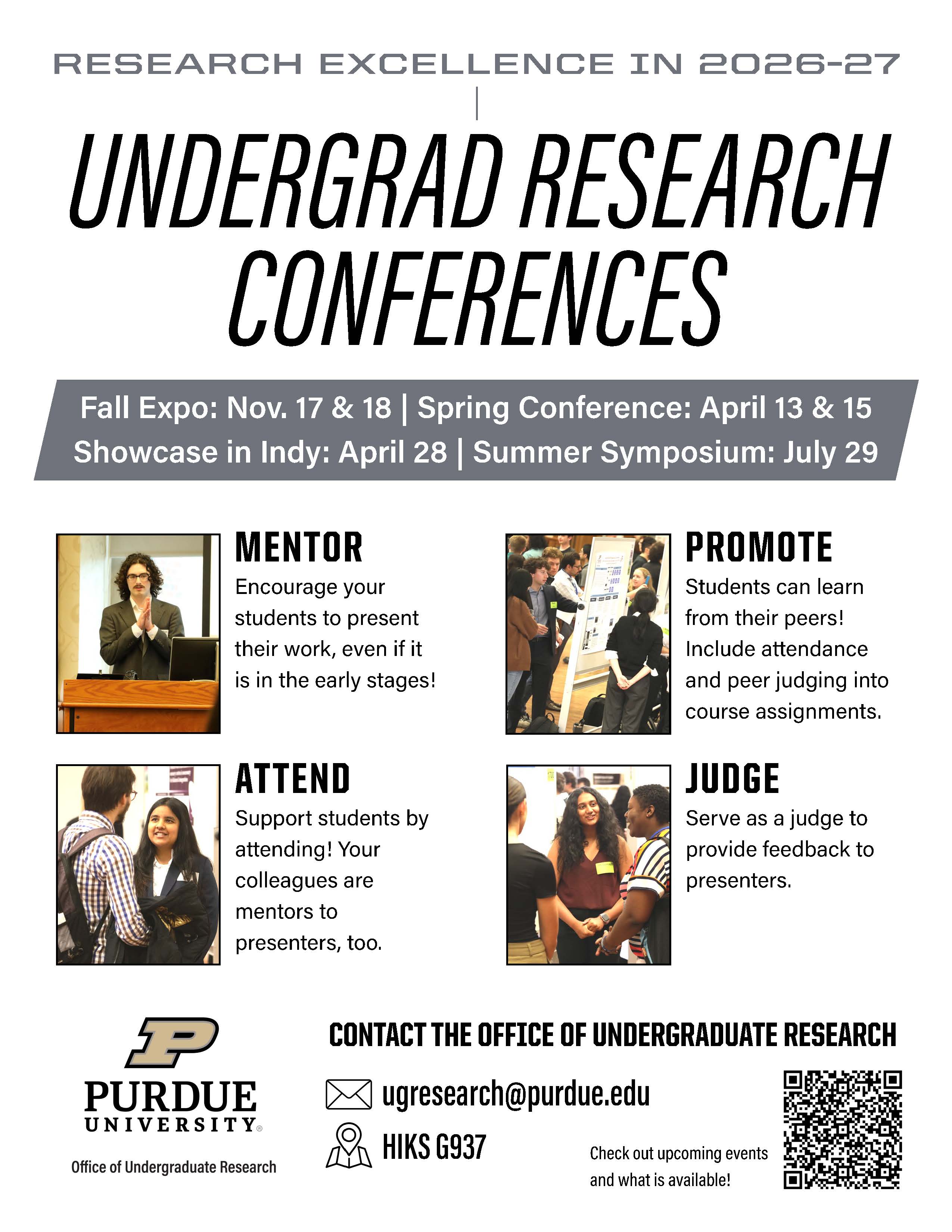 Conference summary that faculty can engage and encourage engagement for their students, including presenting, attending, and judging.