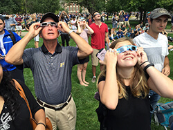 President Daniels at eclipse viewing