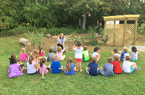 teacher and class outside