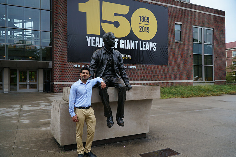 Gopikrishnan Sasi Kumar at Neil Armstrong statue
