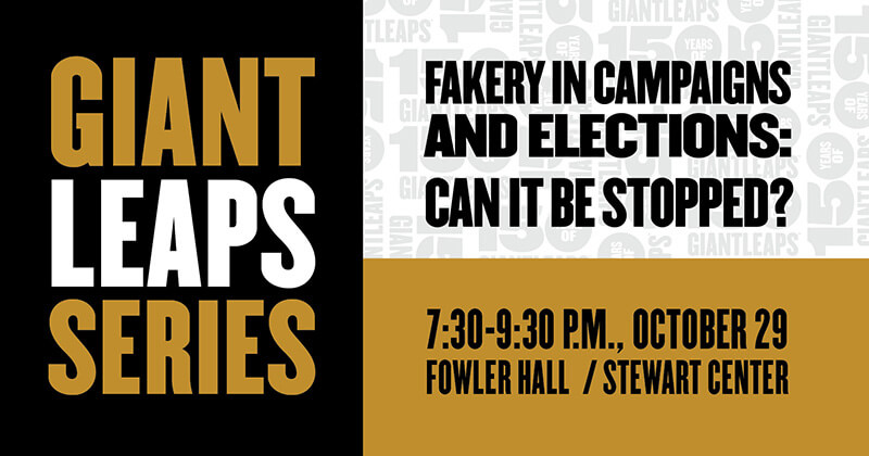 Election fakery event graphic