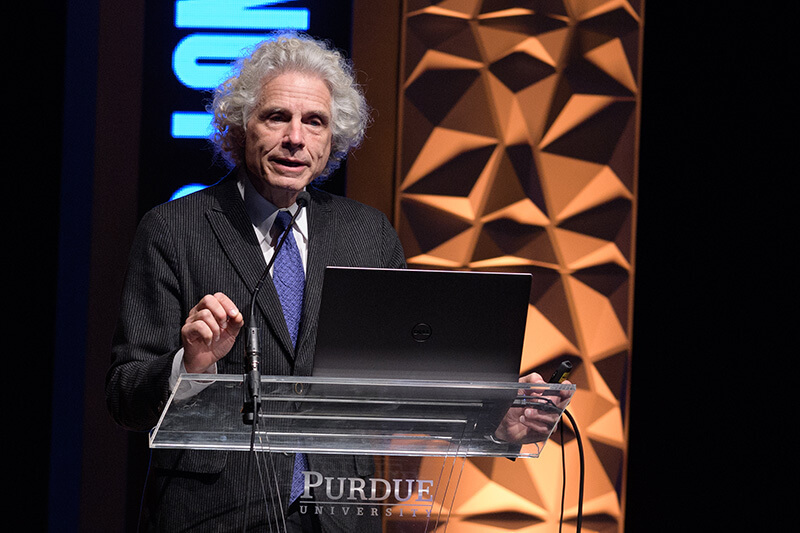 Steven Pinker speaking at lectern