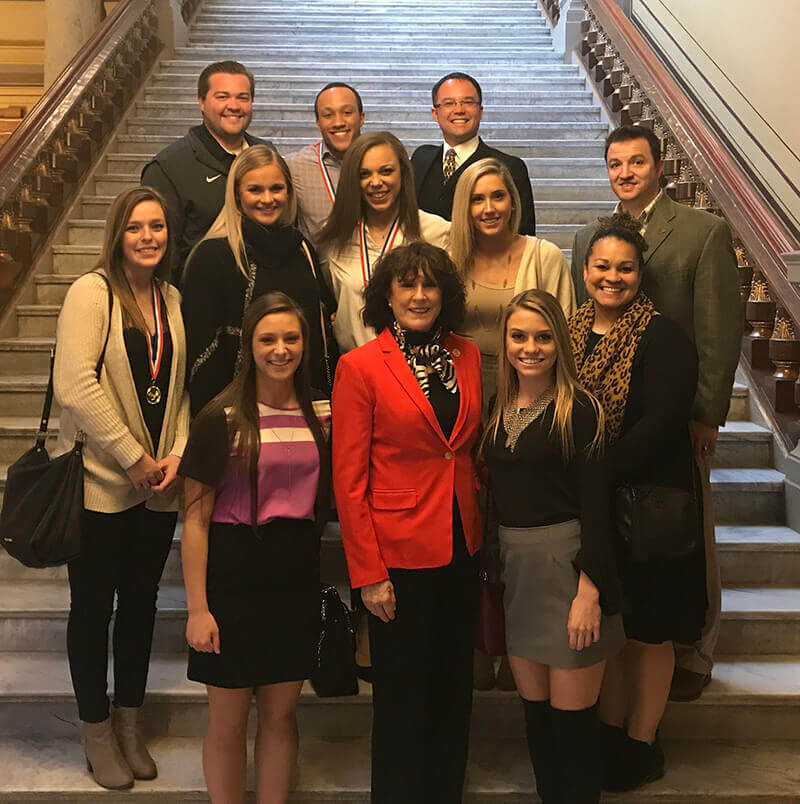 Purdue cheerleading team at the Statehouse