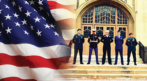 Veterans day U.S. flag people in uniform