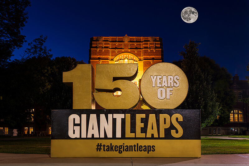 harvest moon over the Union with 150 emblem superimposed