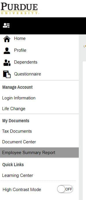 Employee Summary Report in Benefitfocus