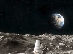 illustration of moon base, Earth above