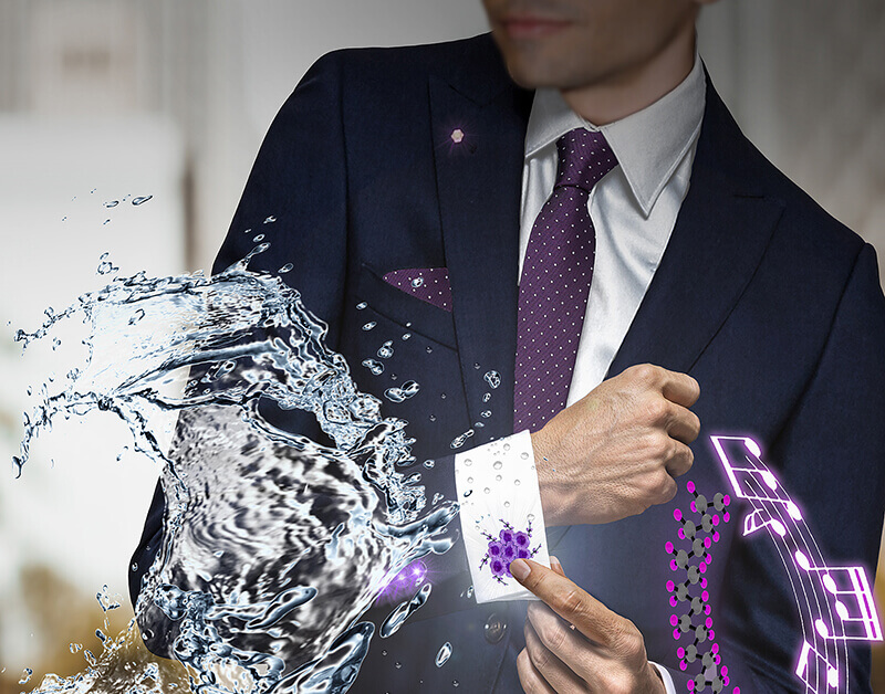 suit and tie splashed by water