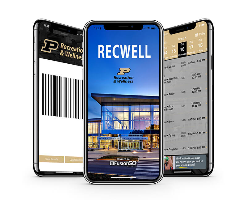 Phone with RecWell app on the screen
