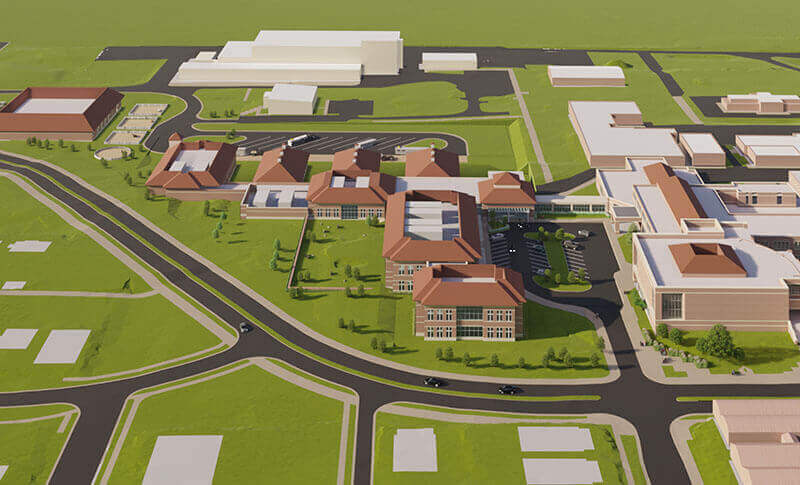 drawing of planned hospital and area