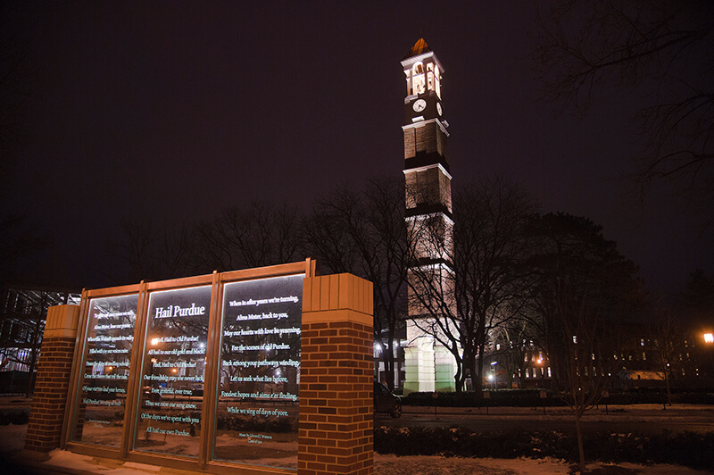 Purdue Bell Tower at night