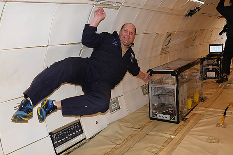 Professor Collicott in zero gravity