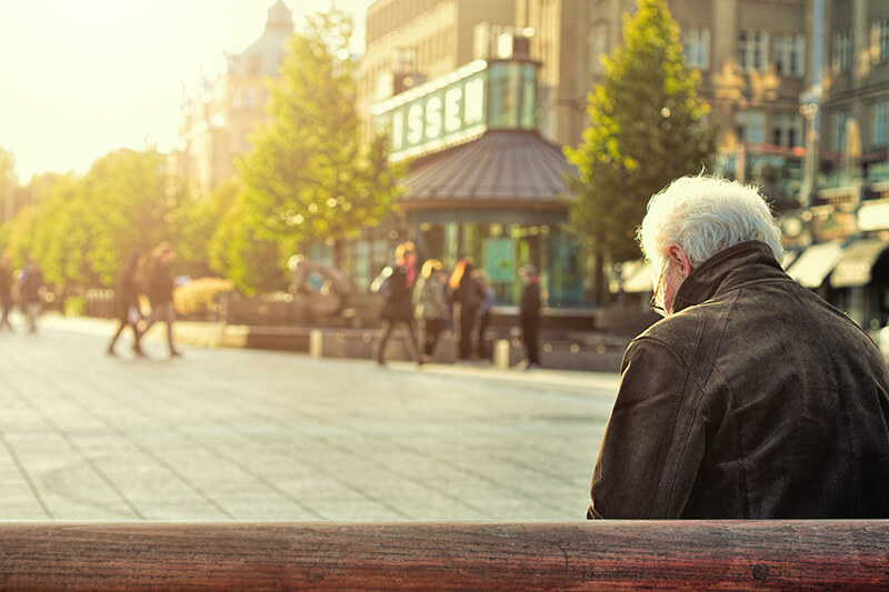 man sitting alone