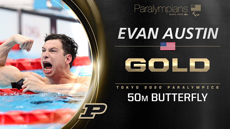 Evan Austin celebrating in pool