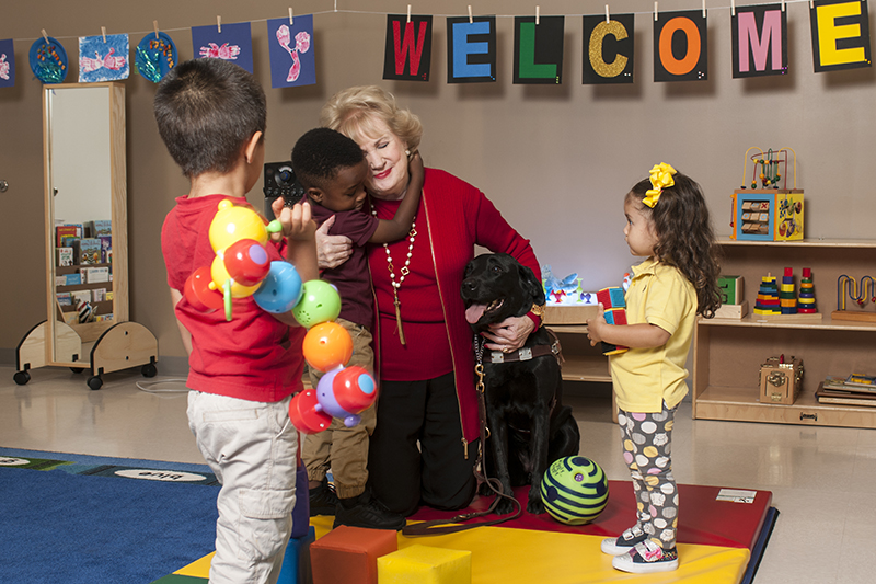 Virginia Jacko and children in classroom