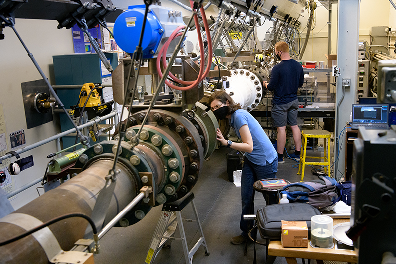 Students work during the summer with Purdue’s Mach 6 quiet wind tunnel.