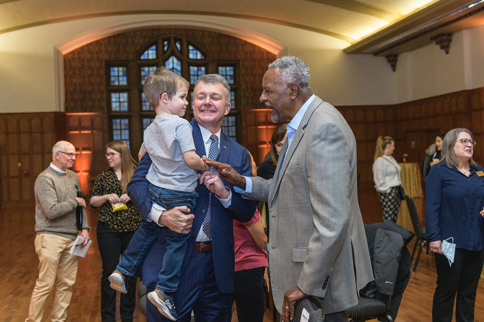 Provost Jay Akridge, grandson Charles Frank Akridge and Professor Gebisa Ejeta