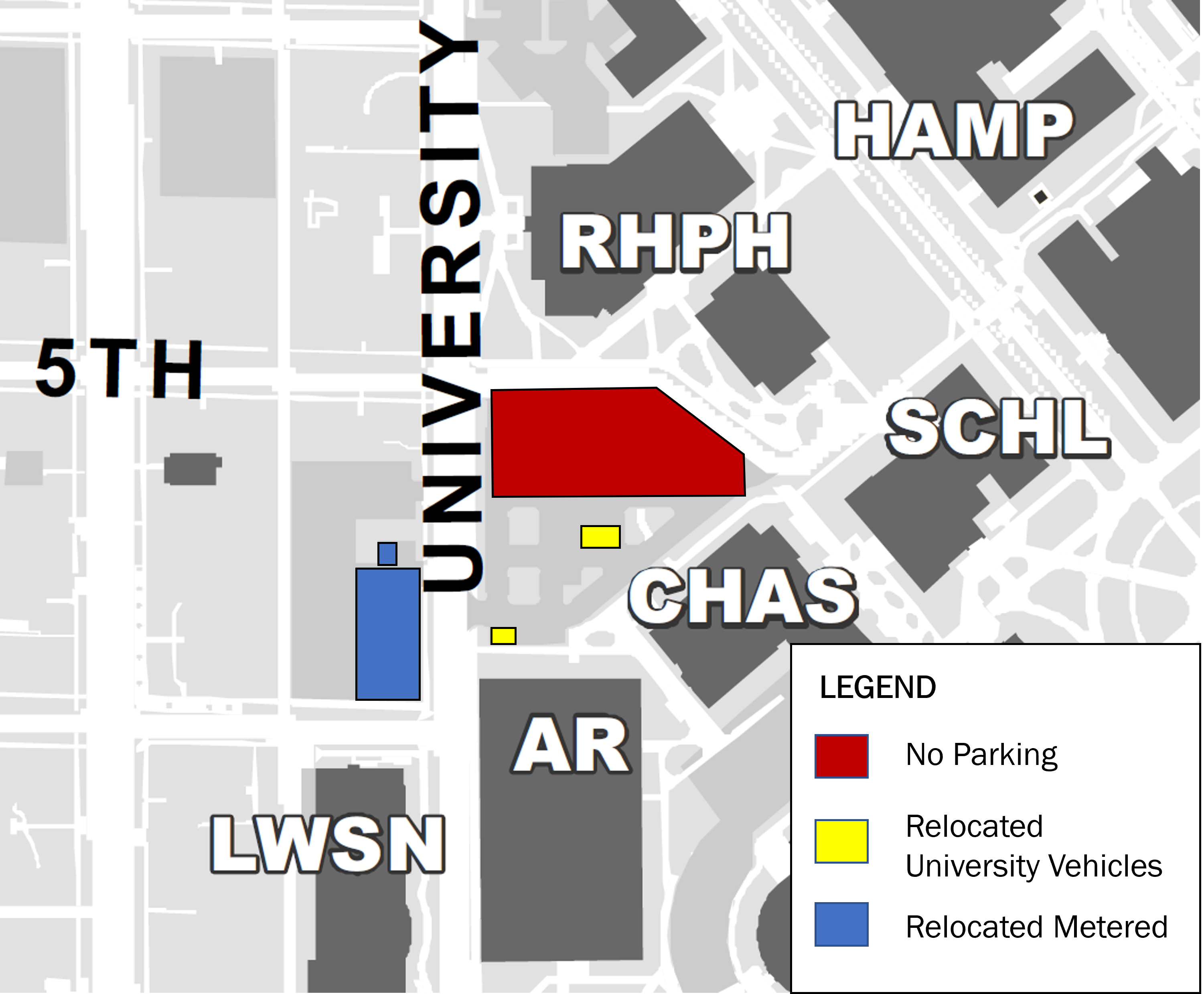 Parking changes to lots north of the Armory, Lawson Computer Science Building