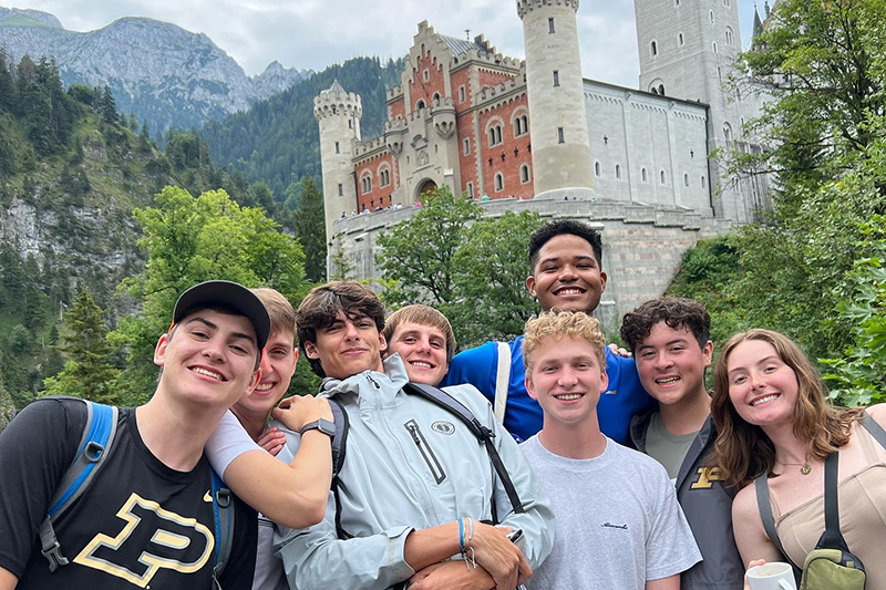 Students at Neuschwanstein Castle in southern Germany