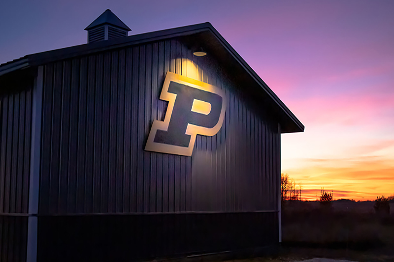 Purdue barn at night 