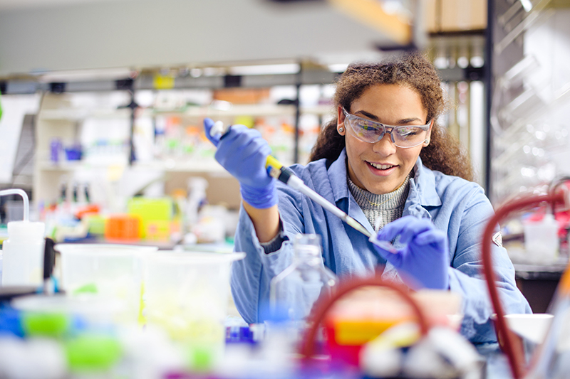 Student working in lab